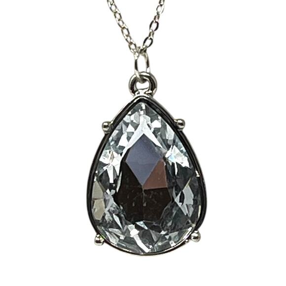 Charter Club Light Gray Blue Teardrop Crystal Pendant Necklace - Picture 2 of 7